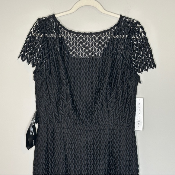 Kay Unger Tatum Floral Lace Midi Black Cocktail Dress Size 12 NWT Weddidng - Picture 10 of 16